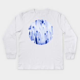 Blue dots and dashes (circle) Kids Long Sleeve T-Shirt